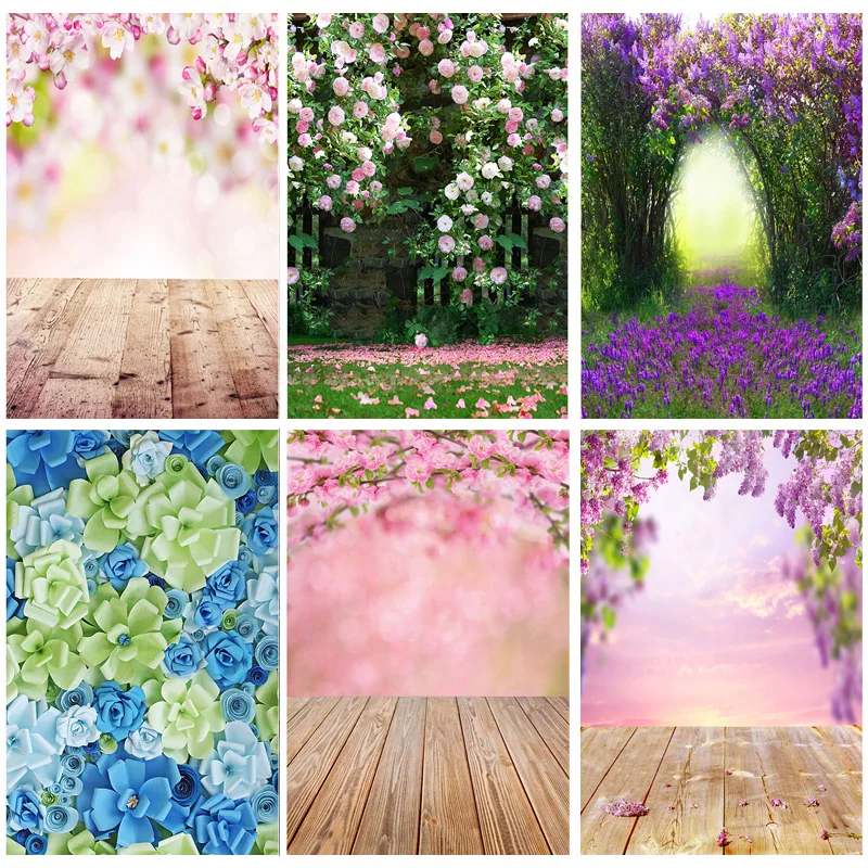 

SHUOZHIKE Art Fabric Photography Backdrops Prop Flower Wall Wood Floor Wedding Theme Photo Studio Background 1911 CXZM-16