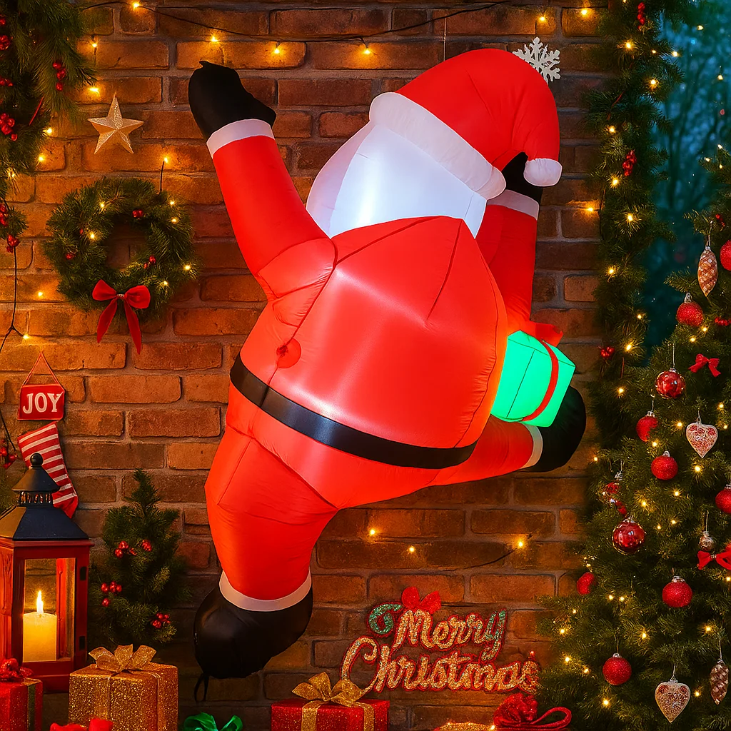 1.8 متر/5.9FT نفخ سانتا كلوز تسلق مع أضواء هدية LED ديكور المنزل اللعب ساحة عيد الميلاد لوازم عطلة زينة عيد الميلاد