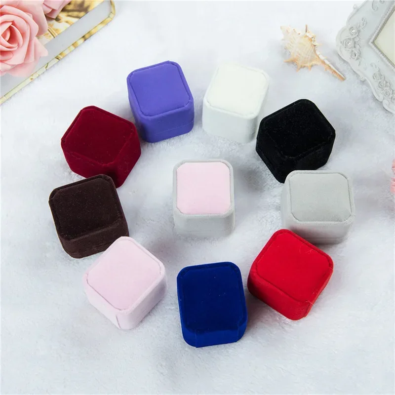 

Rounded Flannelette Ring Box Flocking Jewelry Box Ring Stud Badge Storage Box Ring Jewelry Organizer Organizador De Joyas