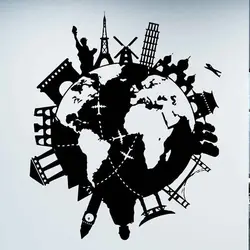 Large World Map Wall Stickers Cartoon Map Home Decor for Kids Room Vinyl DIY Wall Decals Travel Round The World Sticker B2-001