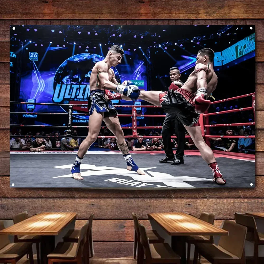 

Muay Thai Fight Posters & Prints Wall Chart - Decorative Banner and Flag for Boxing Gym Fighting Hall - Boxing Wall Art Tapestry