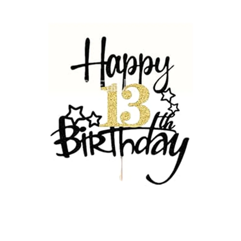 1 Stück Schwarzgold Happy 10 Birthday Cake Topper 10th 20th 30th 40th 50th 60th Loves & Wishes Partydekorationen für die Geburtstagsfeier – Detail 17