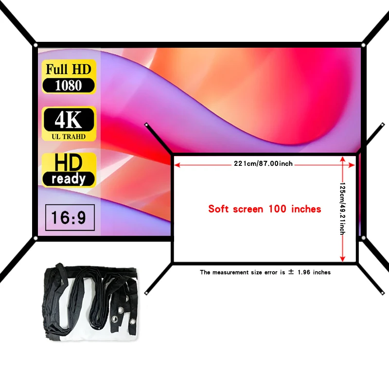 New projection screen, with a hanging hole extension of 100 inches. Supports high-definition projection.