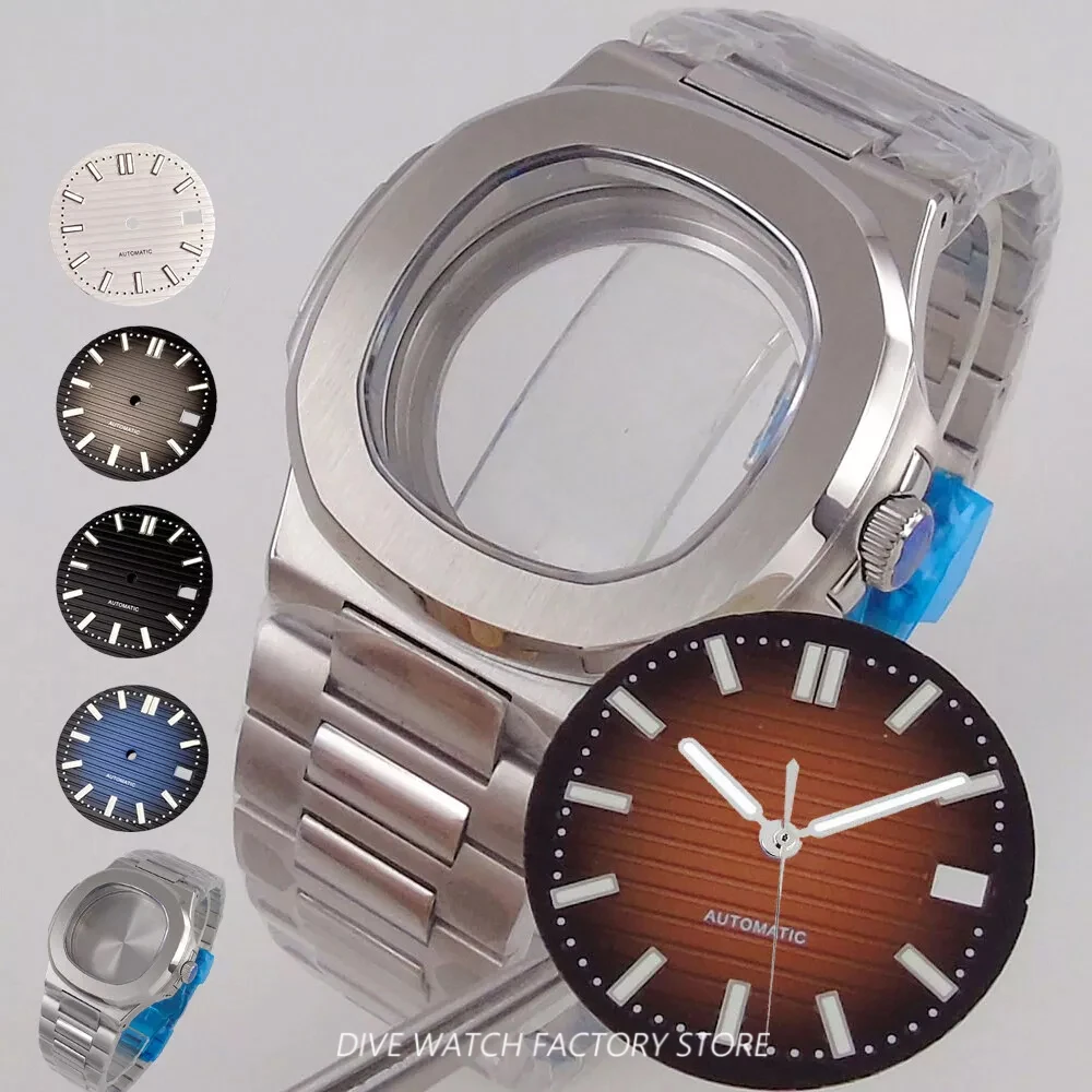 

40mm Watch Case for Nautilus Style Watches for NH34 NH35 NH36 NH38 NH70 NH71 NH72 4R35/36 Movt MOD Case 10BAR Waterproof 316L