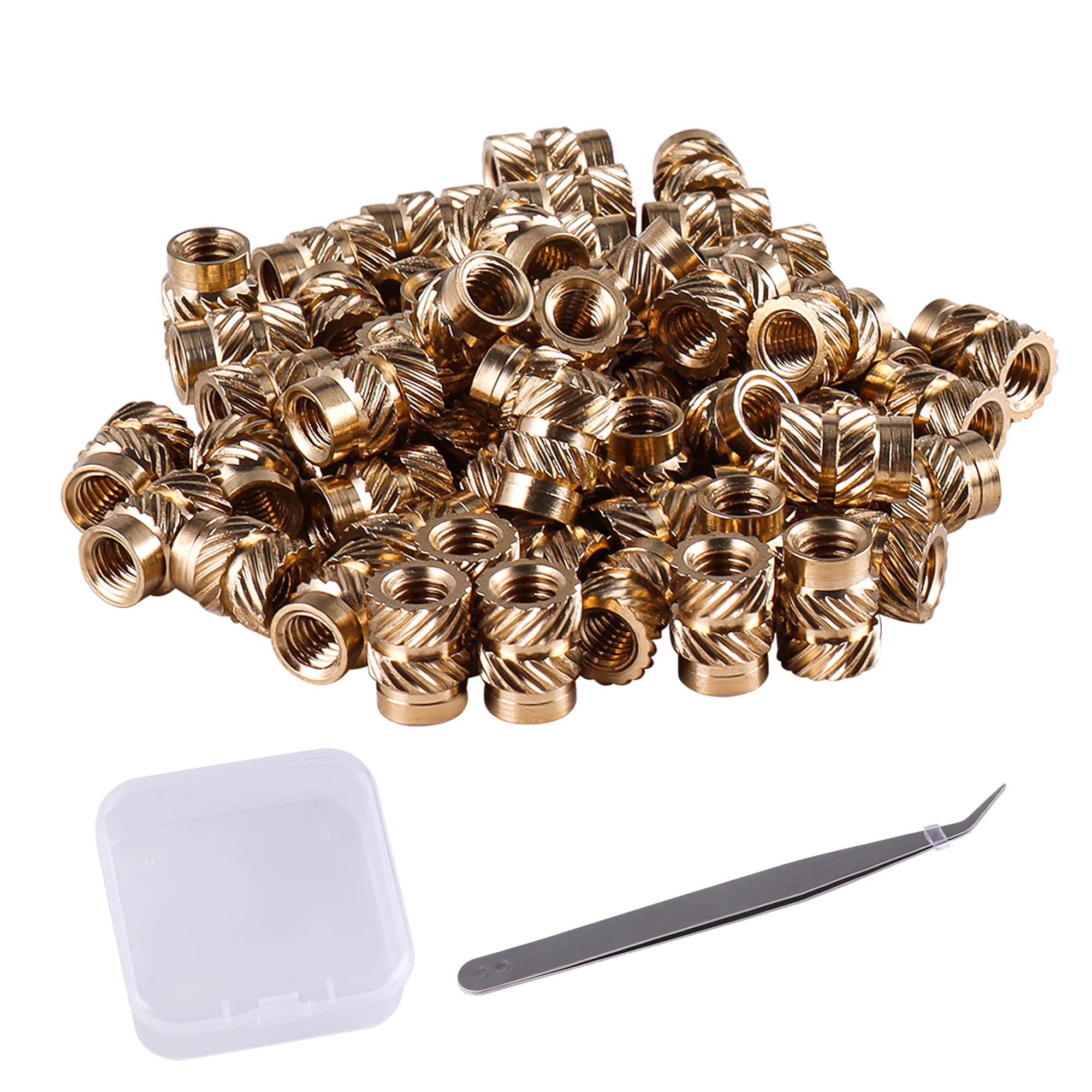 M2 m3 m4 m5 inserções de bronze porcas rosca serrilhada embutida inserções de cobre de derretimento quente porcas rosqueadas conjunto de calor inserção resistente embutido