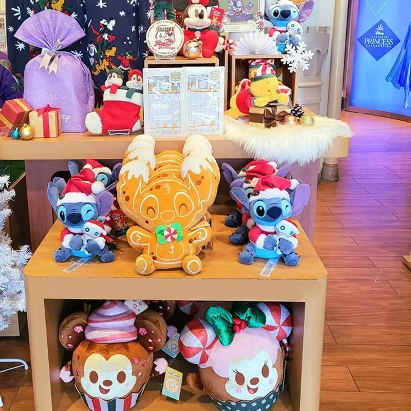 Disney świąteczny ścieg piernikowy pluszowa zabawka Cartoon Stitch wypchane zwierzę Sofa samochodowa poduszka domowa poduszka dekoracja pokoju prezent