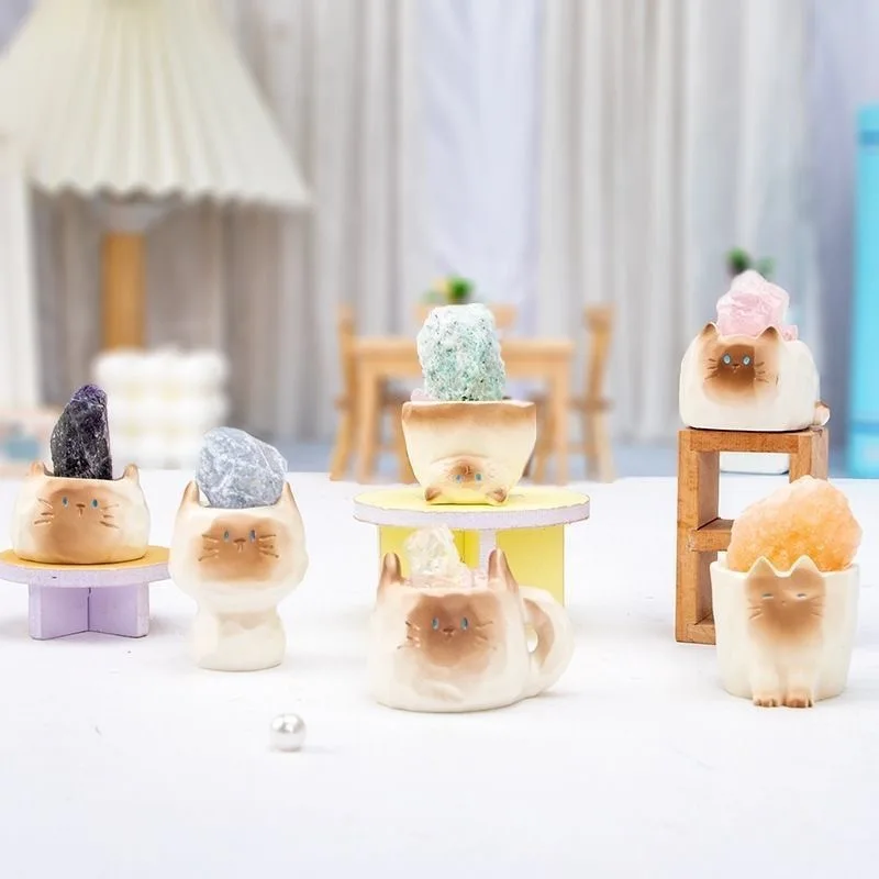 

1/6 шт. PAL Cat Crystal Stone слепая коробка игрушки Lucky stone натуральный кристаллический камень милый животное хрустальный камень