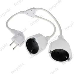 Protective Contact Extension Cord, AC Y Plastic Cable Short Cable With 2 Outlets, Socket IP44 With Dual Plugs For Home, Office