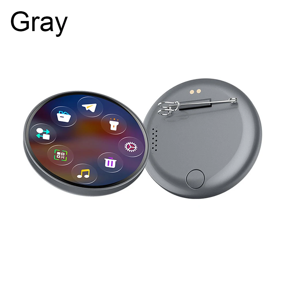 L8 شارة إلكترونية شاشة عرض LED زر شاشة قابلة للمس بلوتوث توصيل شارة التطبيق لمحبي أوتاكو هدايا أبيض رمادي #5