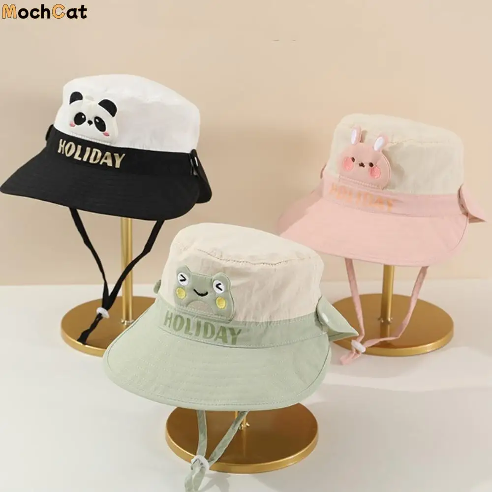 

Korean Style Wide Brim Peaked Cap Cartoon Animals Breathable Baby Sun Protection Hat Quick Dry Streetwear Kids Shawl Sunhat