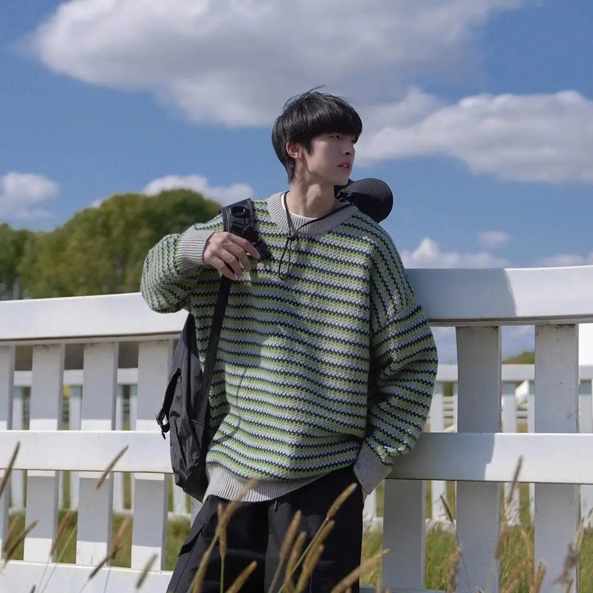 

Men's Thiened Autumn Winter Knitwear Loose Fit Hong Kong Sle Casual Sweater Outerwear Polyester Fiber Regular Length