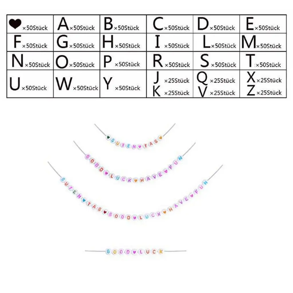 

Alphabet Letter Beads Kit W/Elastic String Cord A-Z for Jewellery Keychain