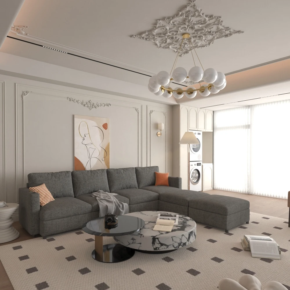 

Modern Large Sectional Sofa, U-Shape Modular Sectional Couch with Storage Function,123" Sofa Bed with Ottoman,6 Seat