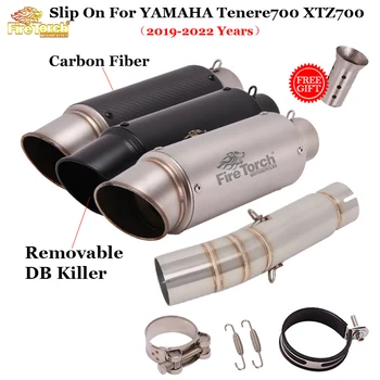 For YAMAHA Tenere700 XTZ700 Slip On 700 2019 - 2022 Motorcycle GP Exhaust Escape System Modified Middle Link Pipe Muffler Moto