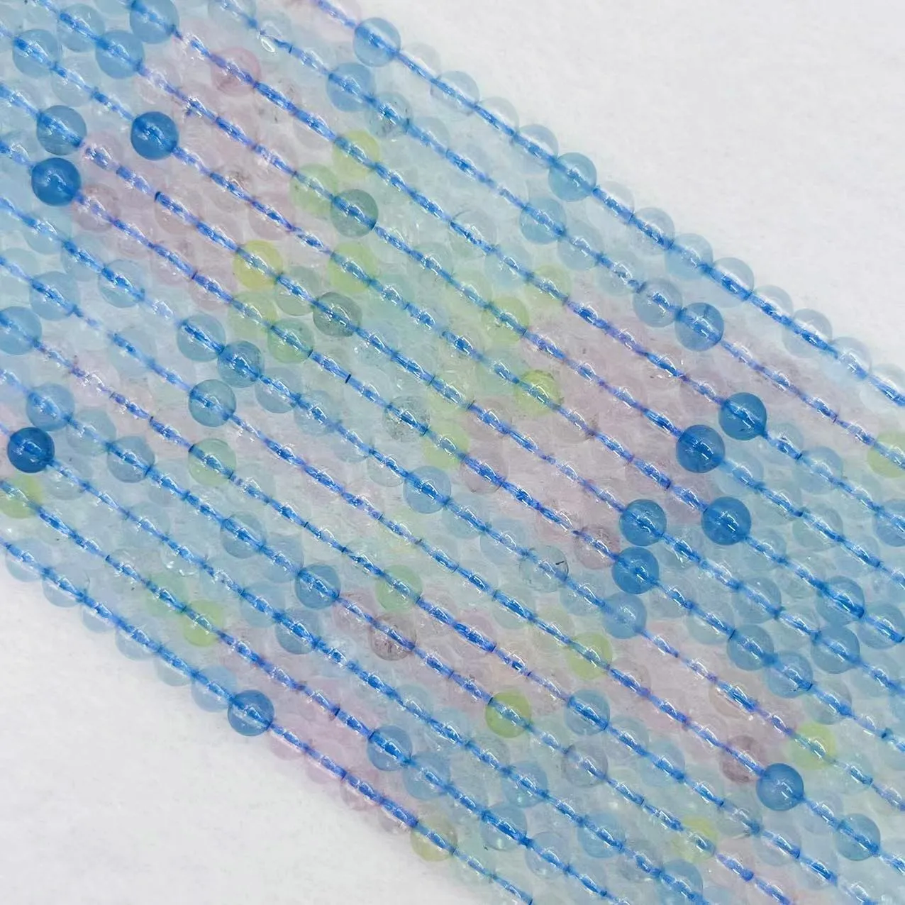 Free Shipping Aquamarine Natural Stone Colorful Blue-pink Aeroides 4MM Beads Gemstone For Jewelry Making DIY Charm Bracelets