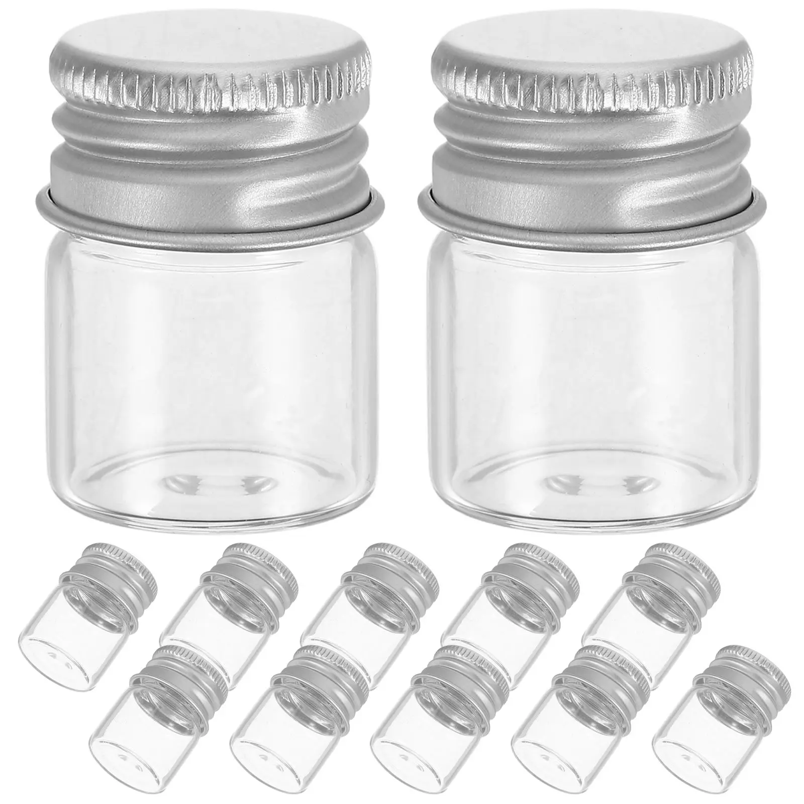 

12 PCS Airtight Glass Bottle Juice Containers with Lids Mini Jars Canning Food Storage