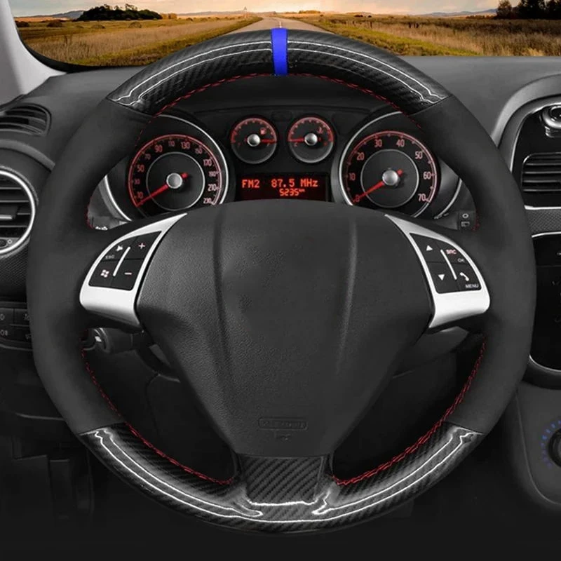 Car Steering Wheel Cover Suede Braid Car Accessories For Fiat Punto Bravo Linea 2007-2019 Qubo Doblo 2008-2015 Grande Punto