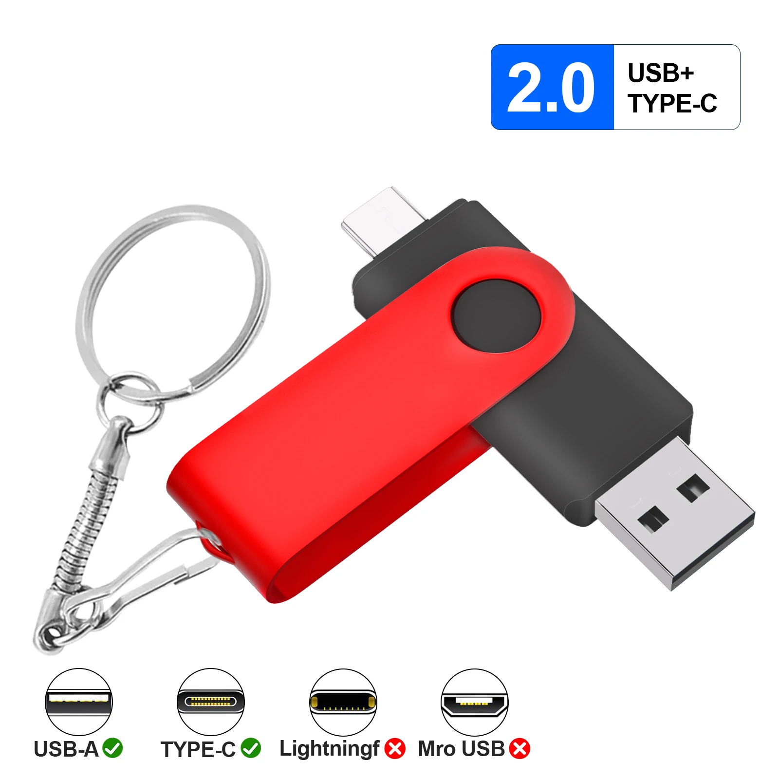 TYPE-C USB-накопитель Красный USB-накопитель 128 ГБ OTG Подарите брелок-ручка Высокоскоростной флэш-накопитель для мобильного телефона 32 ГБ 64 ГБ