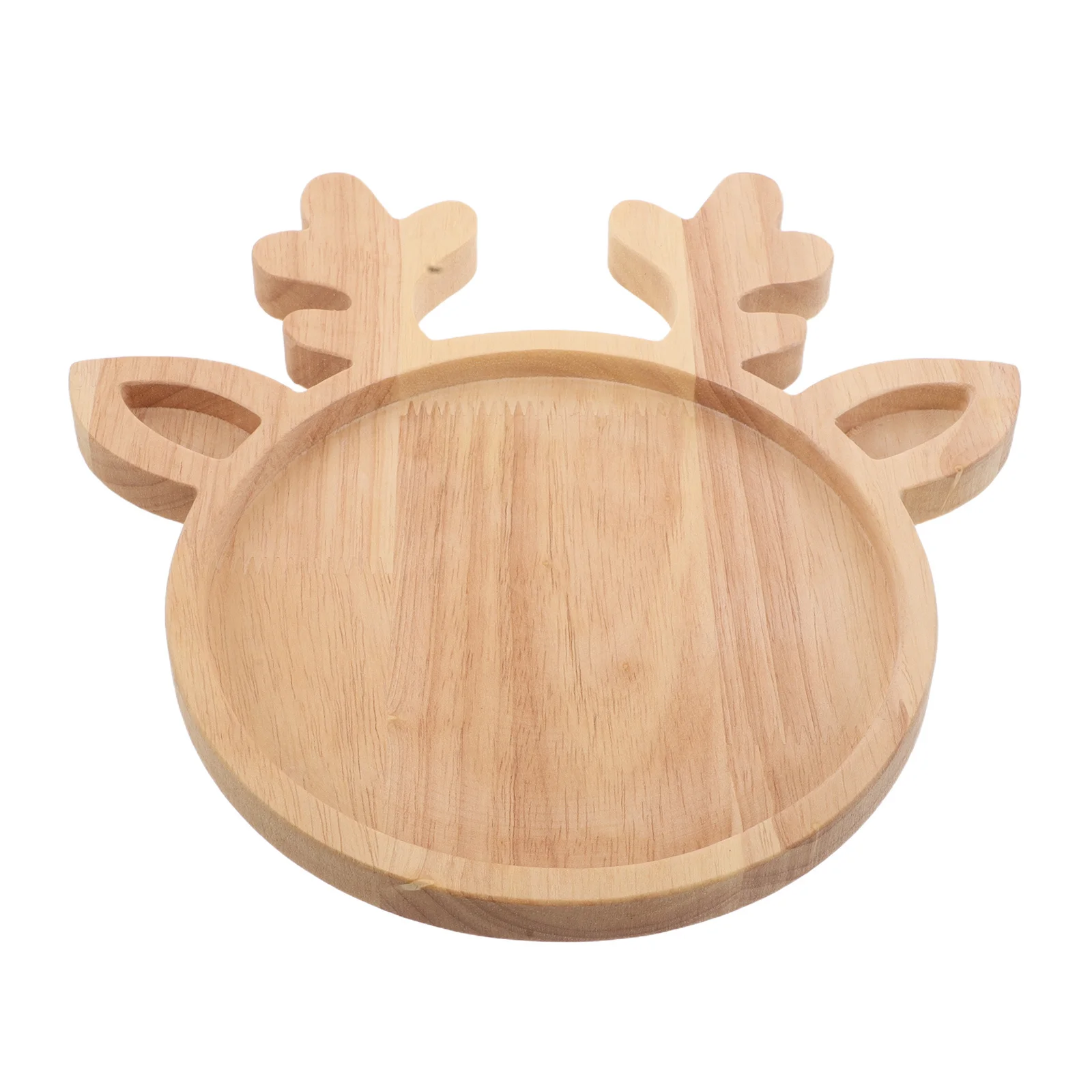 

Wood Christmas Reindeer Serving Platter Solid Wood Antler Round Food Dish Christmas Charcuterie Board Holiday Party Tray