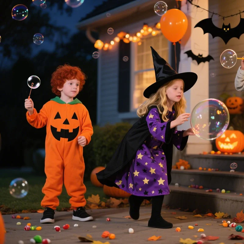 12/24Pcs Halloween Empty Bubble Soap Bottles Tube Skull Ghost Pumpkin Bubble Wands Halloween Party Trick or Treat Favors Decor view 4