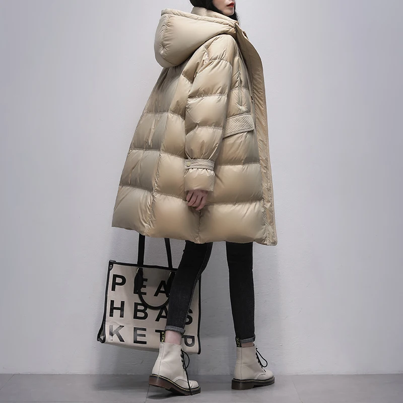 

Women Down Jacket Winter White Duck Down Jackets Female Stand Collar Hooded Parkas Lady Coats Casaco Hooded Outwears X102