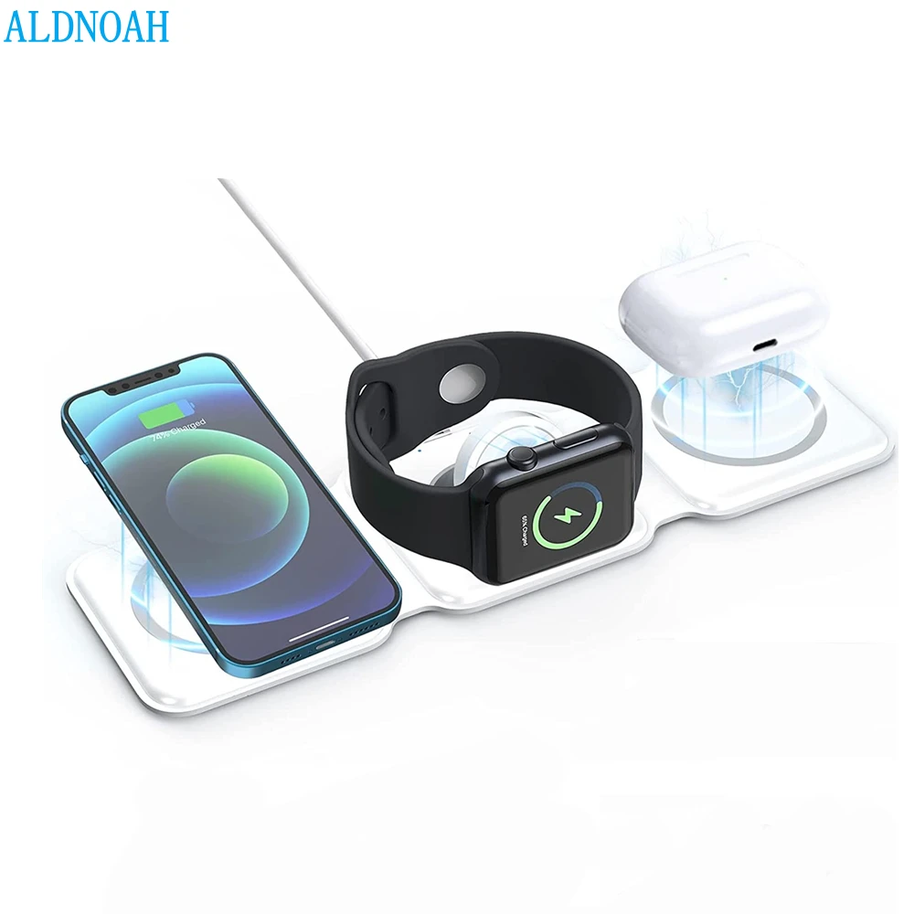 

Magnetic Wireless Charger 15W 3 in 1 Stand Foldable for iPhone 14 13 12 Pro Max Airpods Pro2 3 iWatch 8 7 Portable Fast Chargers