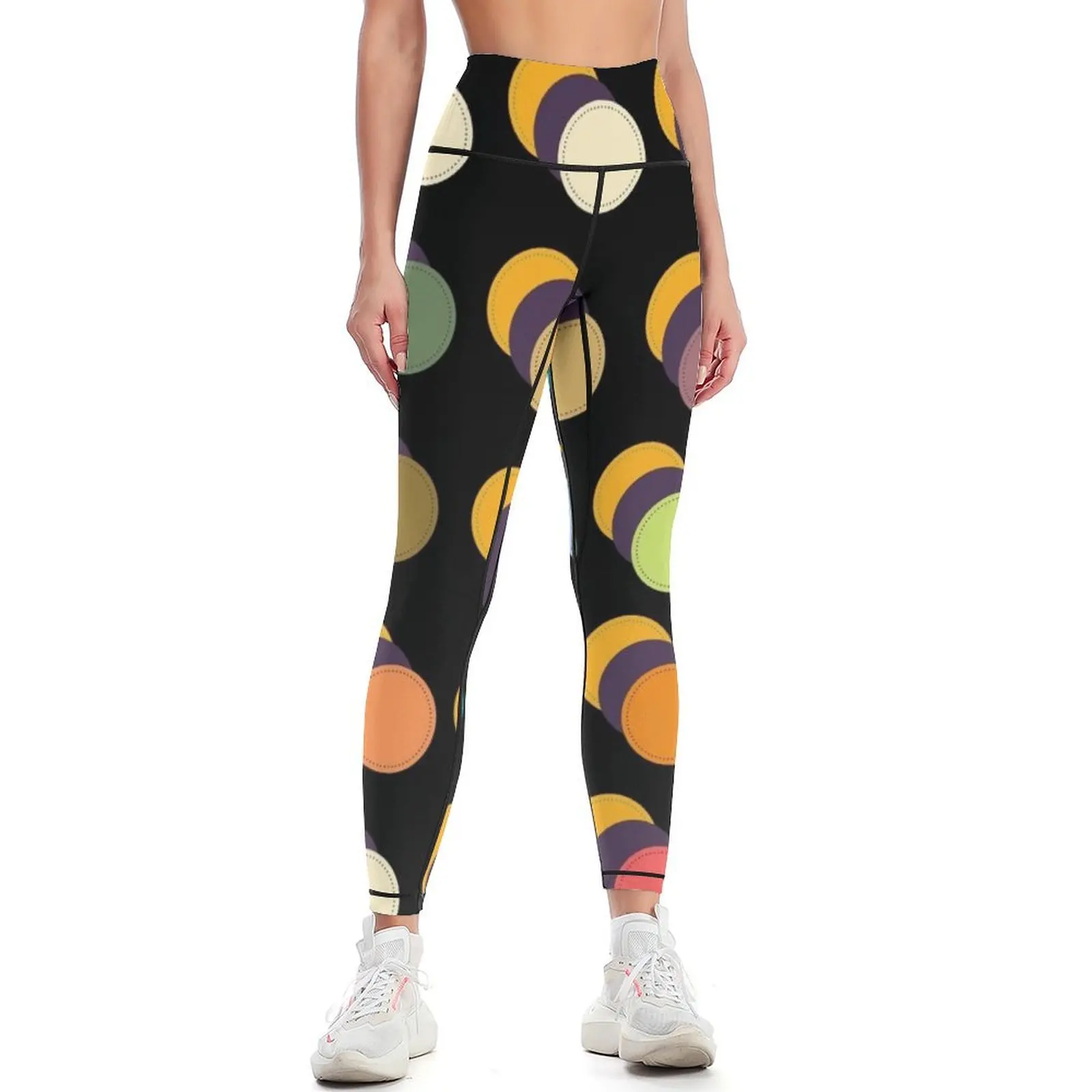 Vintage colorful Pattern, geomatric line pattern, collection Yellow Me Leggings leggins push up woman Womens Leggings