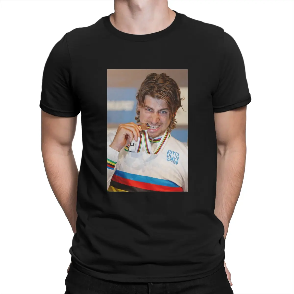 Men T-Shirt Gold Medal Crazy Pure Cotton Tee Shirt Short Sleeve Peter Sagan Driver T Shirt Round Neck Tops Printed