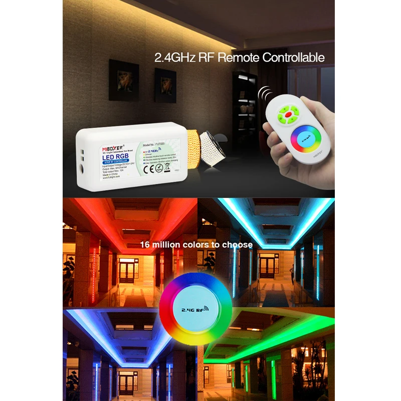 Imagem -06 - Miboxer Interruptor de Intensidade de Luz Led 12v 24v 2.4g Cor Única Branco Duplo Cct Rgb Rgbw Fita Remota sem Fio para Lâmpada