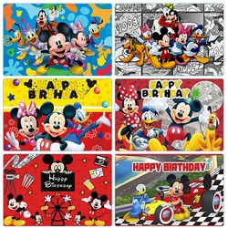 Disney Cartoon Mickey Minnie Mickey Mouse Background Happy Birthday Party Baby Shower Decoration Banner Photography Props