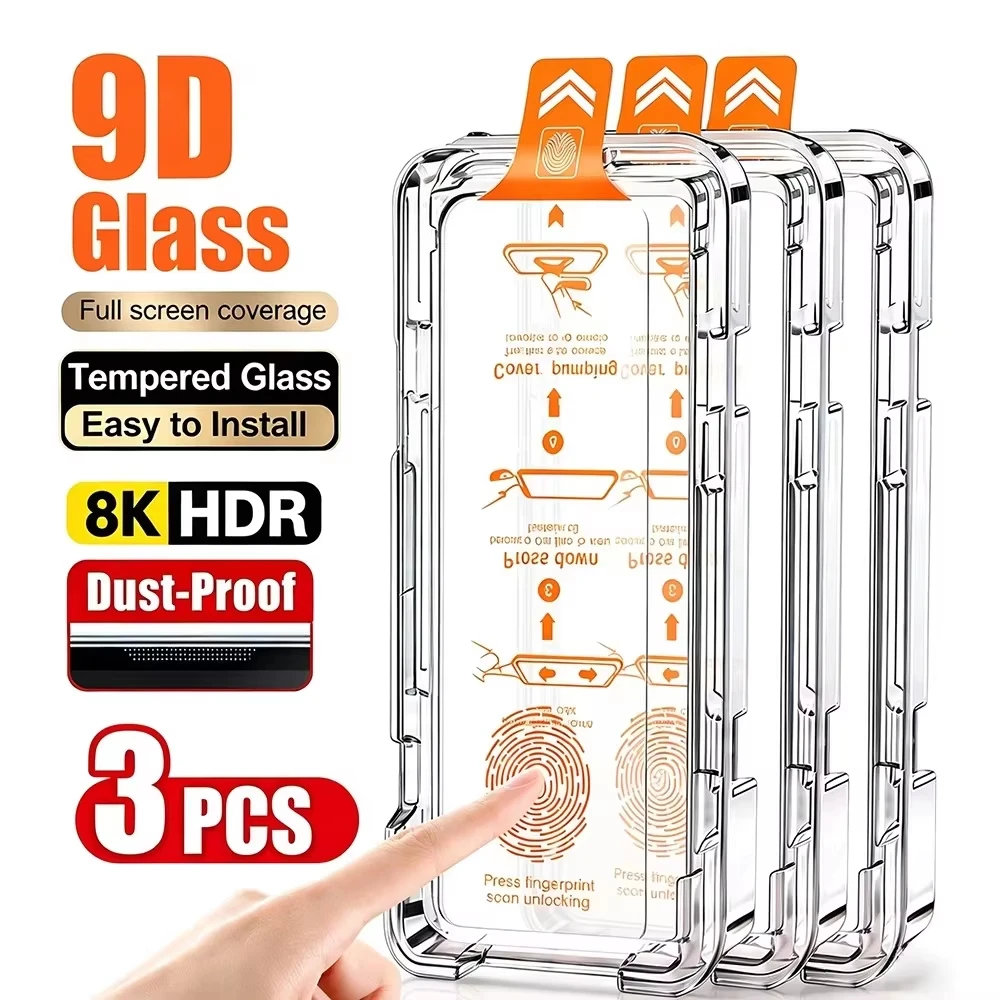 1-3PCS Fingerprint Unlock Glass For Samsung S26 Ultra A57 S25 Ultra A56 S24 A55 A37 A17 S21 S20FE S23 Dust Free Screen Protector