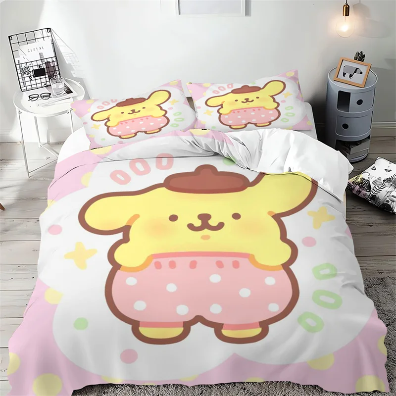 Pompompurin Duvet Cover Multi-piece Pillowcase Quilt Cover Sewing Needlework Bedding Set Multi-size Suitable Adults and Children