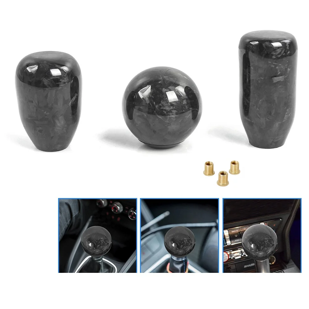 Car Forged Pattern Carbon Fiber Manual Transmission Gear Shift Knob Head For Most Car Accessories AT MT