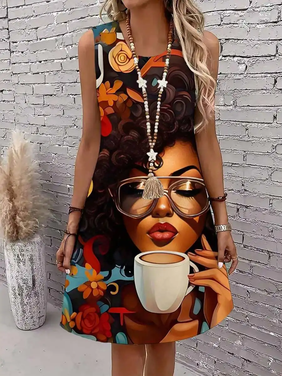 

Sleeveless Print Dress Women Casual Everyday Festival Wear