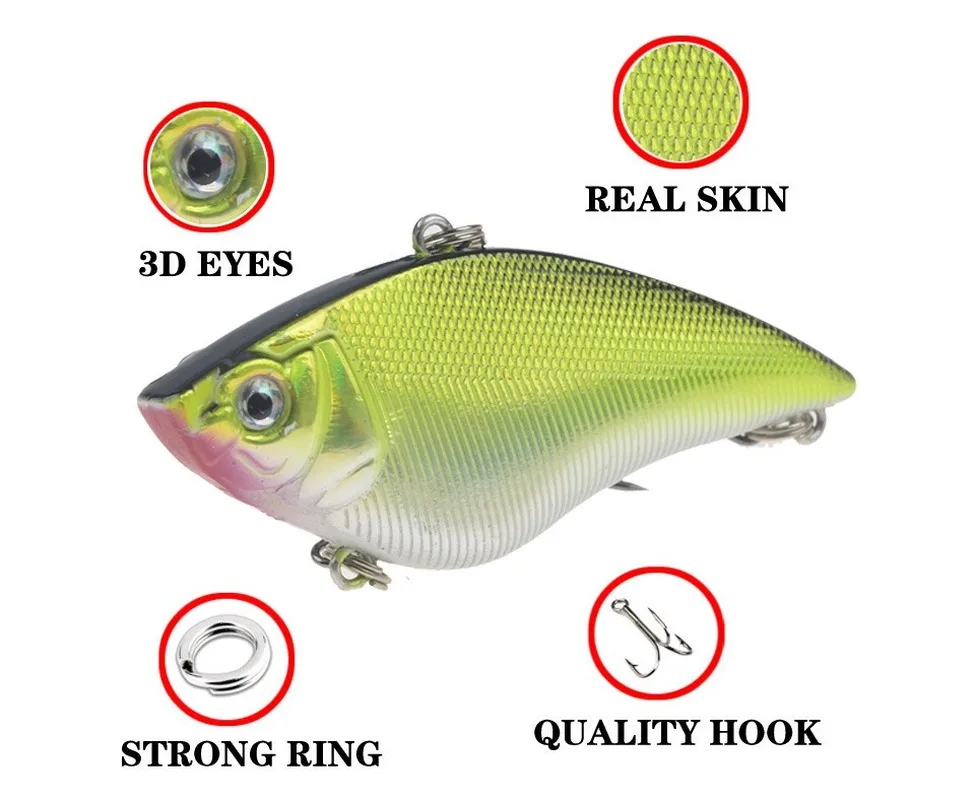 1 pz Hard VIB Fishing Lure 7cm 16g plastica esca artificiale ancorette Peche Bass luccio traina Pesca attrezzatura da Pesca