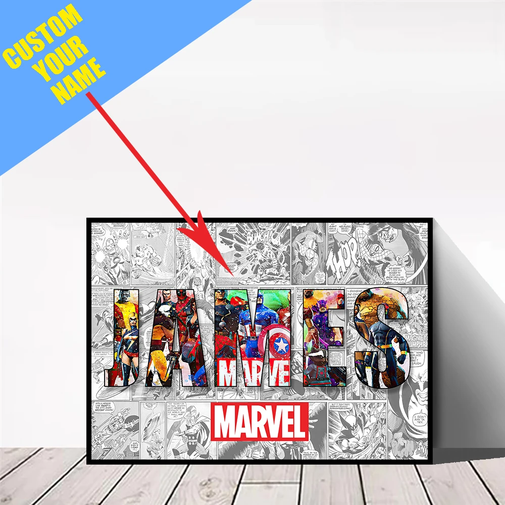 MINISO Poster Marvel Picture Custom Name Canvas Wall Art Print Mural Home Decor Gift for Friends Unframed