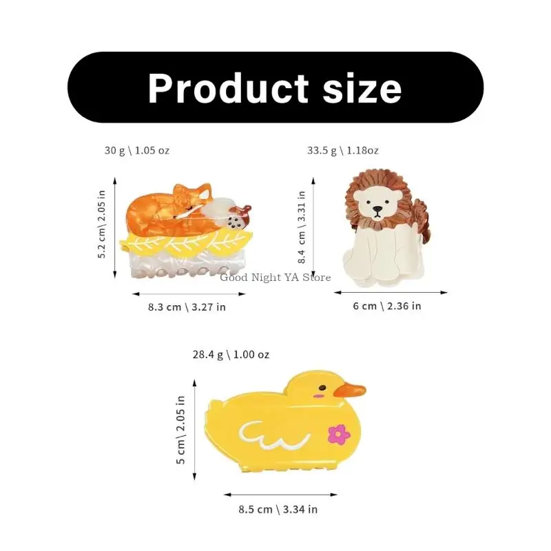 Grampo cabelo pato desenho animado, presilhas acetato para mulheres, suporte prático para cabelos cacheados, ótimo