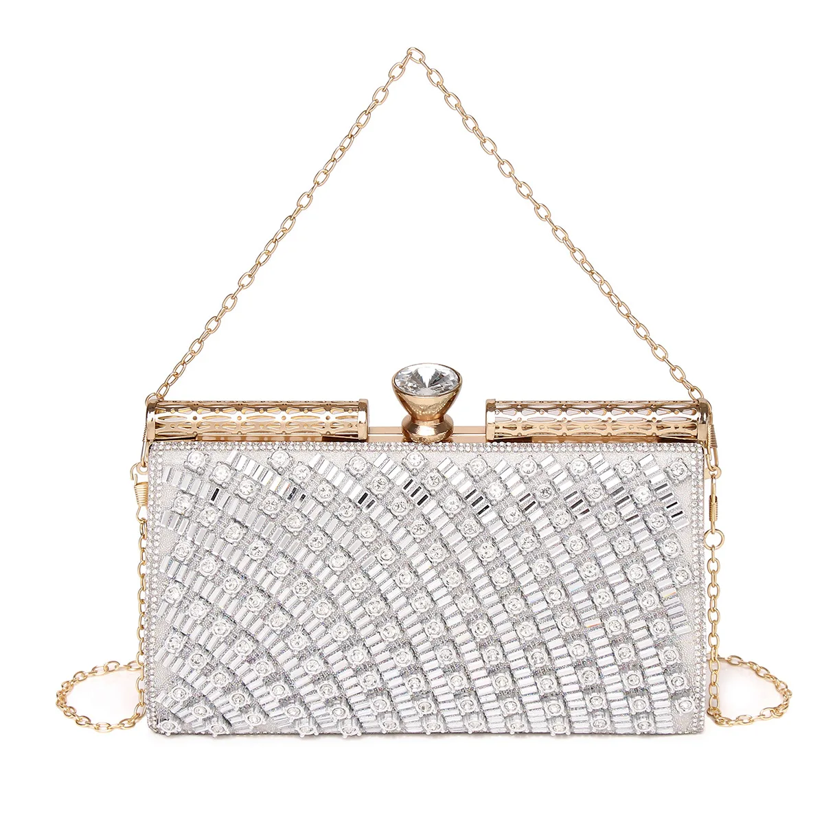 

Luxury Diamond Women's Clutch Bag Bridal Wedding Purse Handbag Gold Silver Black Rhinestone Evening Bag