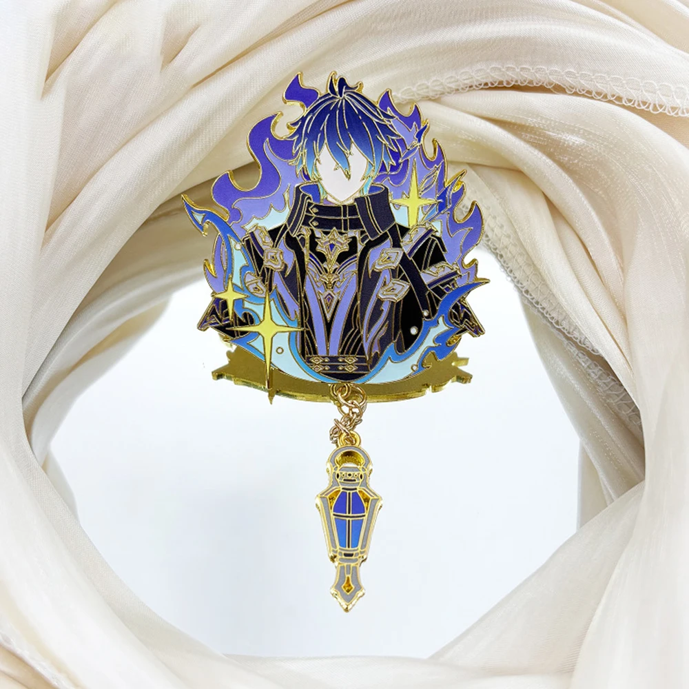 Jeu Genshin Impact Flins Cosplay Badge broches en métal dessin animé Figure épinglettes sac à dos décoration accessoires de fête