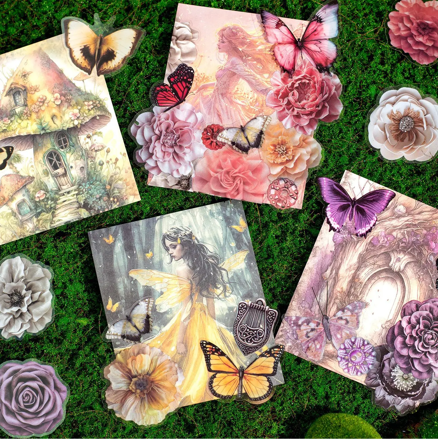 50pcs/lot Memo Pads Material Paper The Wonderful Journey of Flowers Junk Journal Scrapbooking Retro Background Decoration