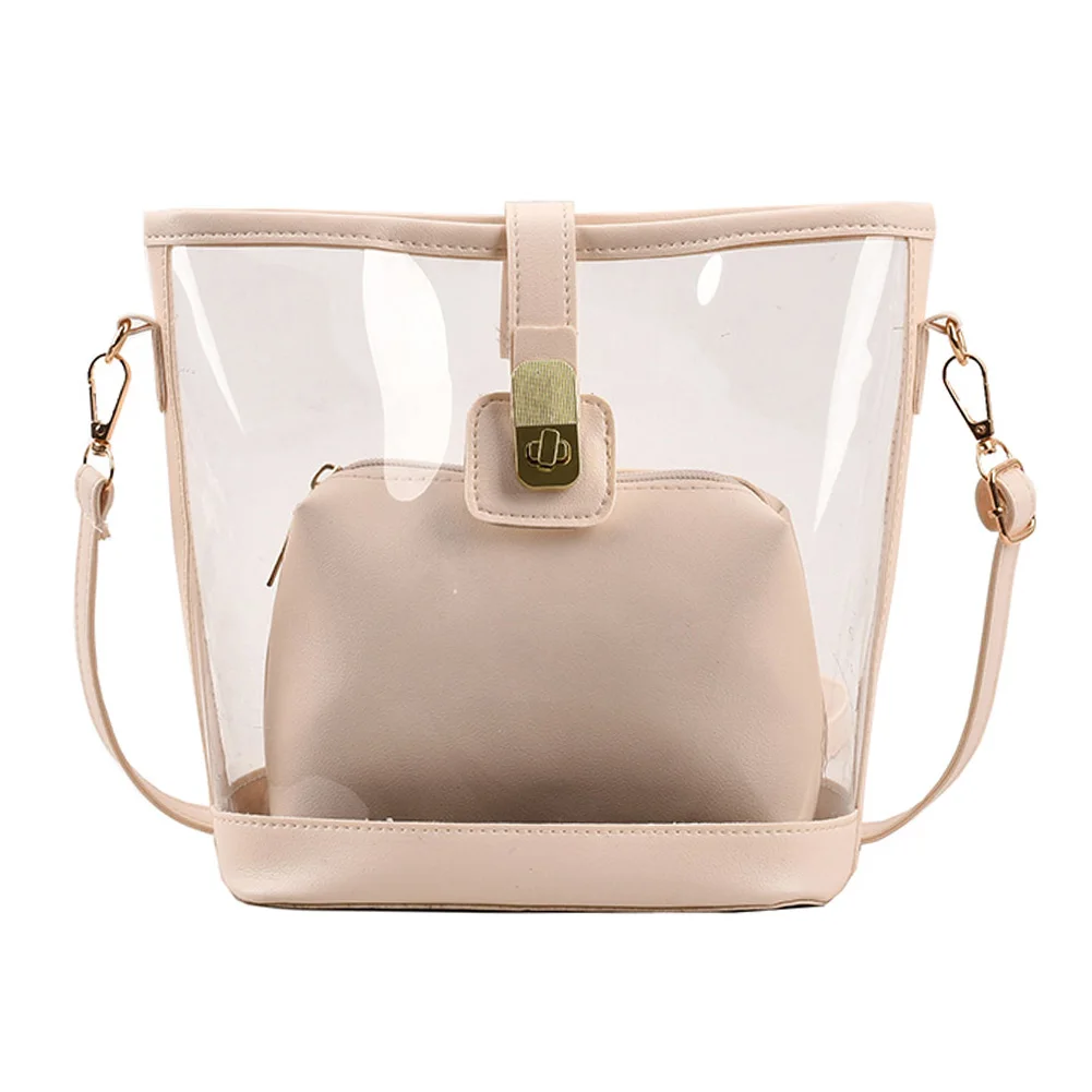 Transparent Shoulder Bag Women PVC Clear Bag Simple Satchel Bags Casual Girls Crossbody Bags Solid Color Messenger Bag