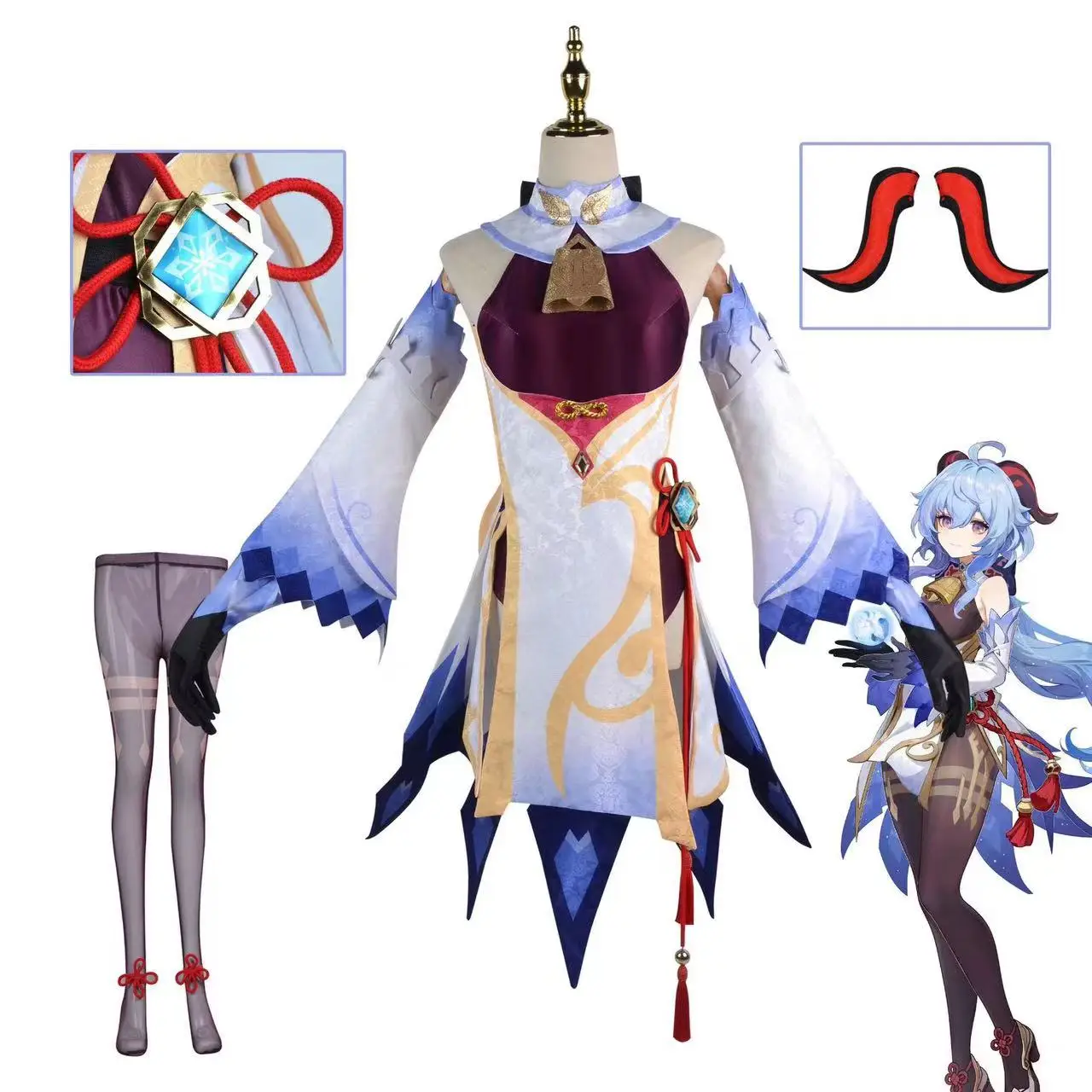 Cosplay costumes set game Genshin Impact Ganyu cosplay costume female sexy Ganyu pantyhose full set of clothes