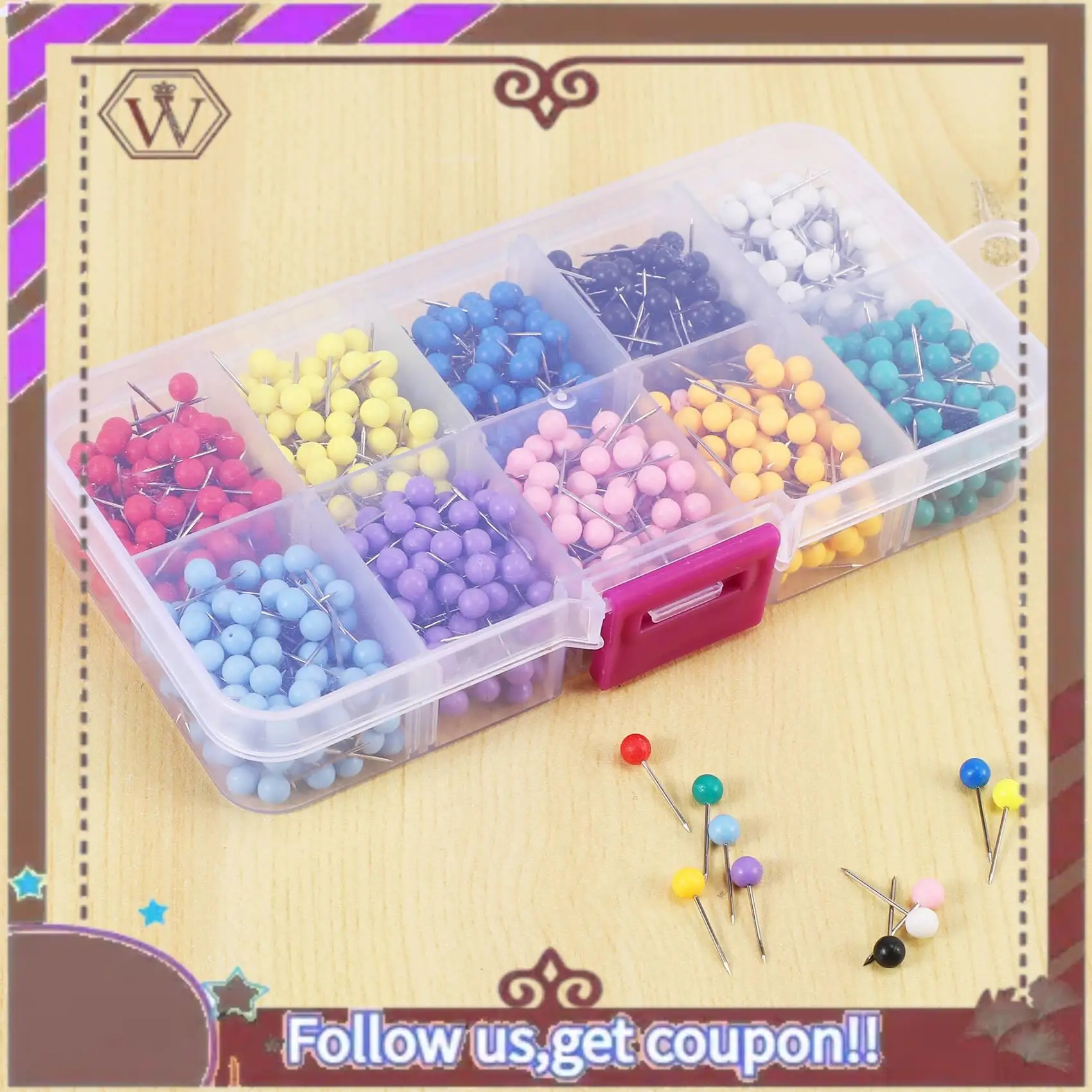 ABBG-1000 قطعة من دبابيس الضغط على الخريطة برأس بلاستيكي مع فلين نقطة فولاذية، لوحة أمان ملونة مستلزمات مكتبية ومدرسية