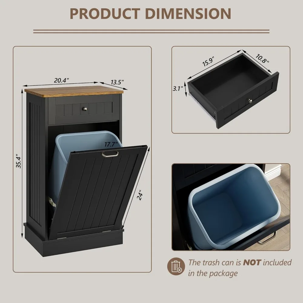 개가 들어가지 않는 틸트 아웃 쓰레기통 홀더, 주방 아일랜드용, 블랙 - 안전한 쓰레기통 보관 솔루션