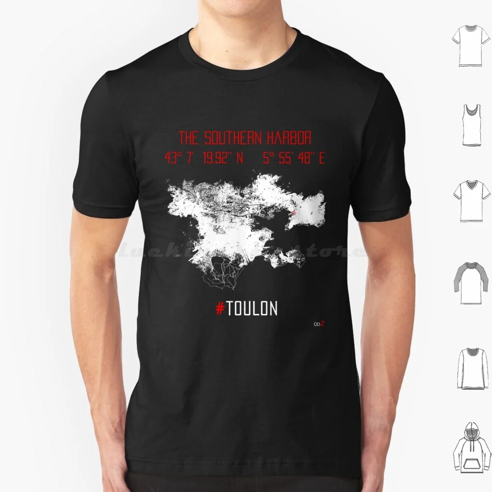 

Toulon City Around The Bay T Shirt Cotton Men Women DIY Print Toulon Bay Harbor Port Rade City Var France French Riviera Map