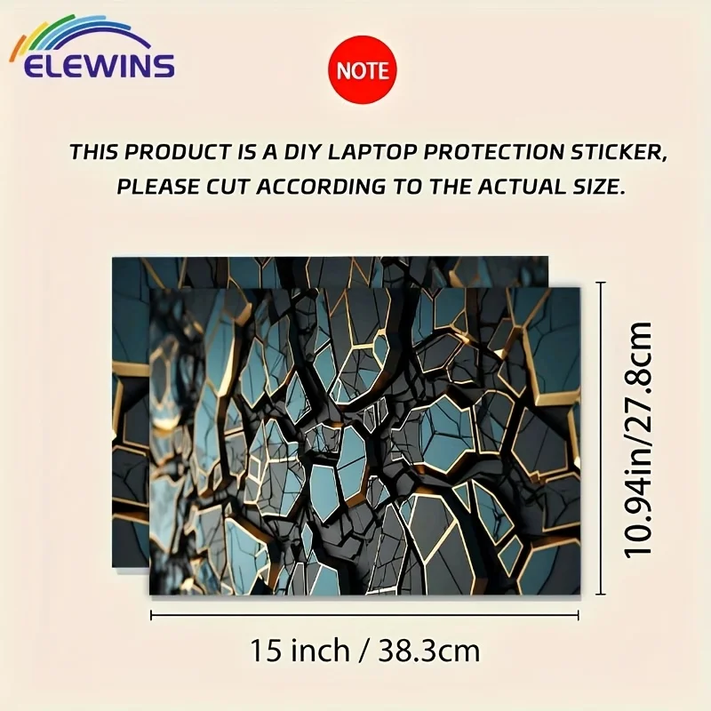 2-Piece Broken Texture Pattern Laptop Art Decal Case, Universal Laptop Skin Sticker for Laptop, Car, Helmet, Motorcycle,