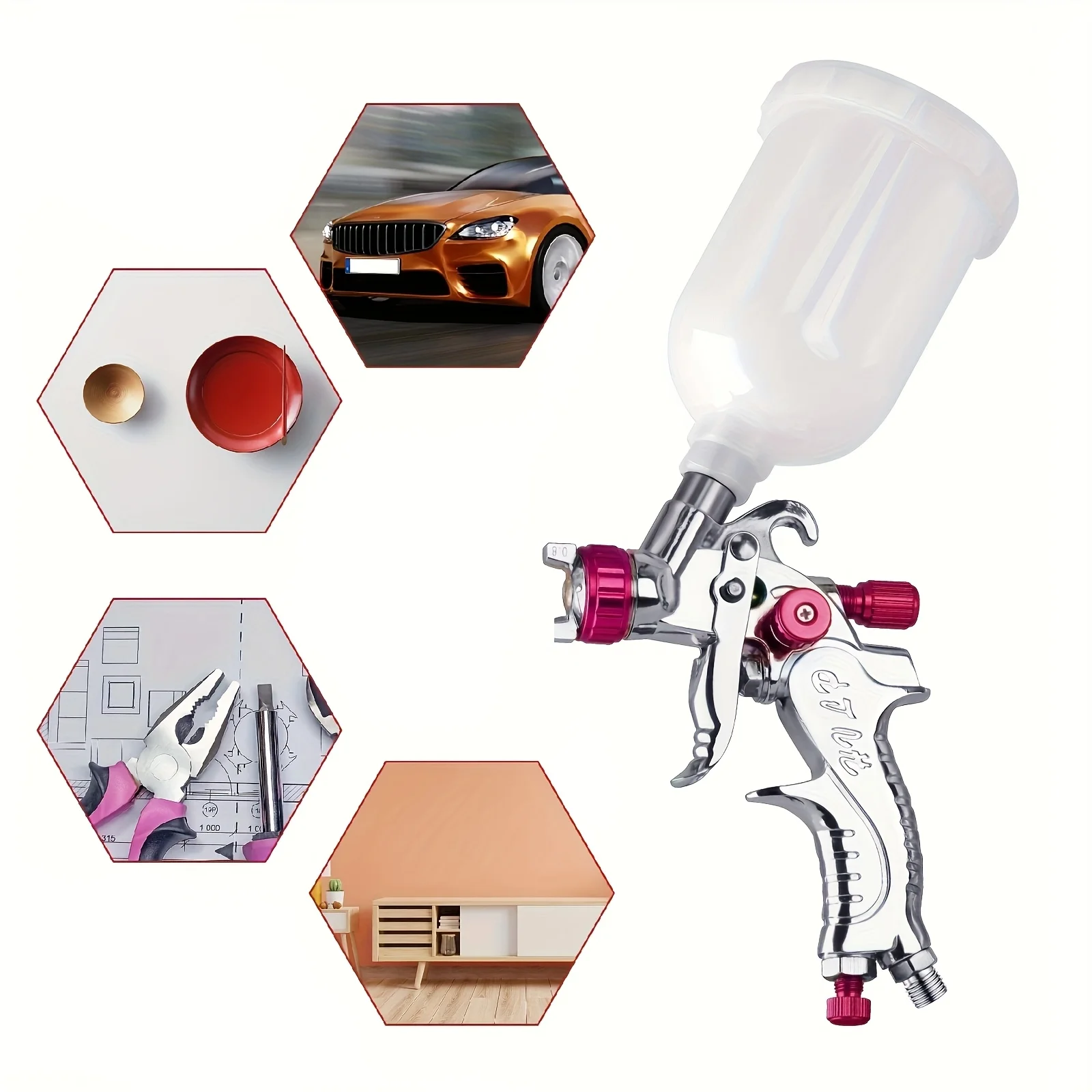 HVLP 0.8mm H-2006 Nozzle Mini Spray Gun With Adapter 250ml Plastic Cup Repair Gun Car Painting Airbrush Painting Car Aerograph