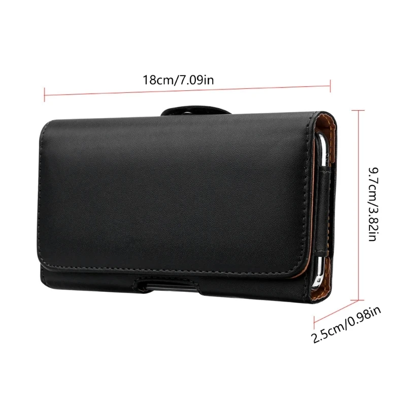 PU Leather Horizontal Waist Belt Clip Phone Bag Protective for Case on for Men