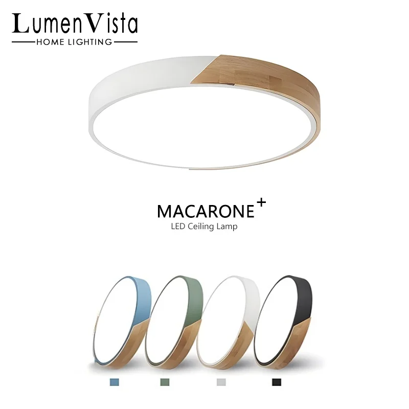 

Nordic LED Ceiling Light Ultra Thin Wood Lamp Macaron Fixture Living Room Bedroom Balcony Children's Room Home Decor Lighting