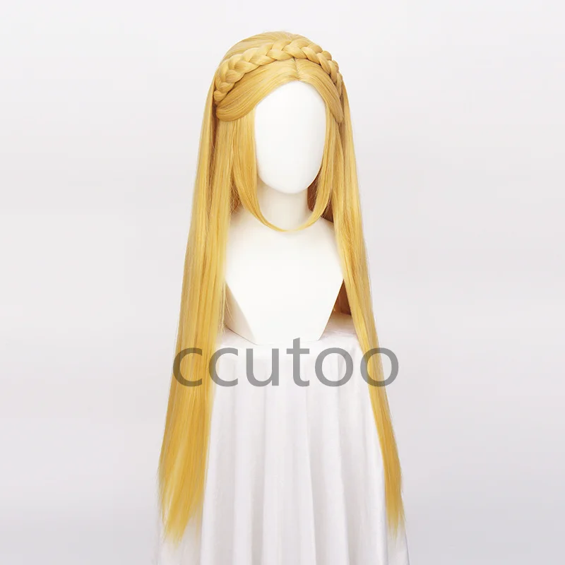 Ccutoo Synthetische Prinzessin Zelda Perücken Goldene Zöpfe Styled Cosplay Kostüm Perücken Halloween Party Spielen Rolle + Perücke Kappe